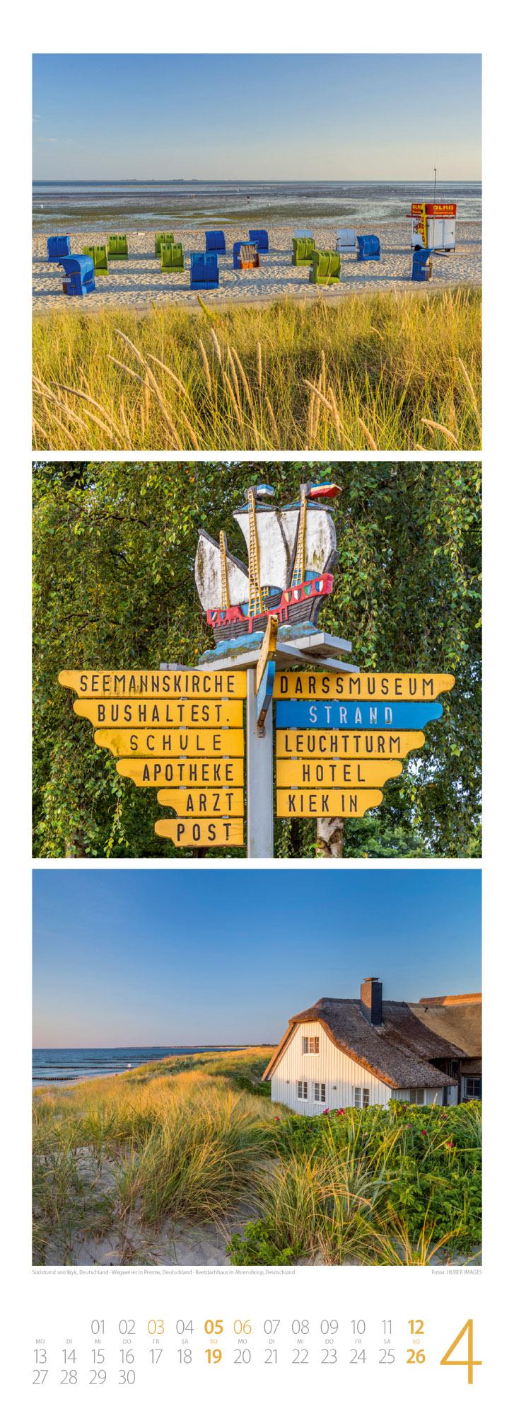 Beispielinhalt (Bild) Wellengang Triplet-Kalender 2026 | Spaziergang entlang der Küste