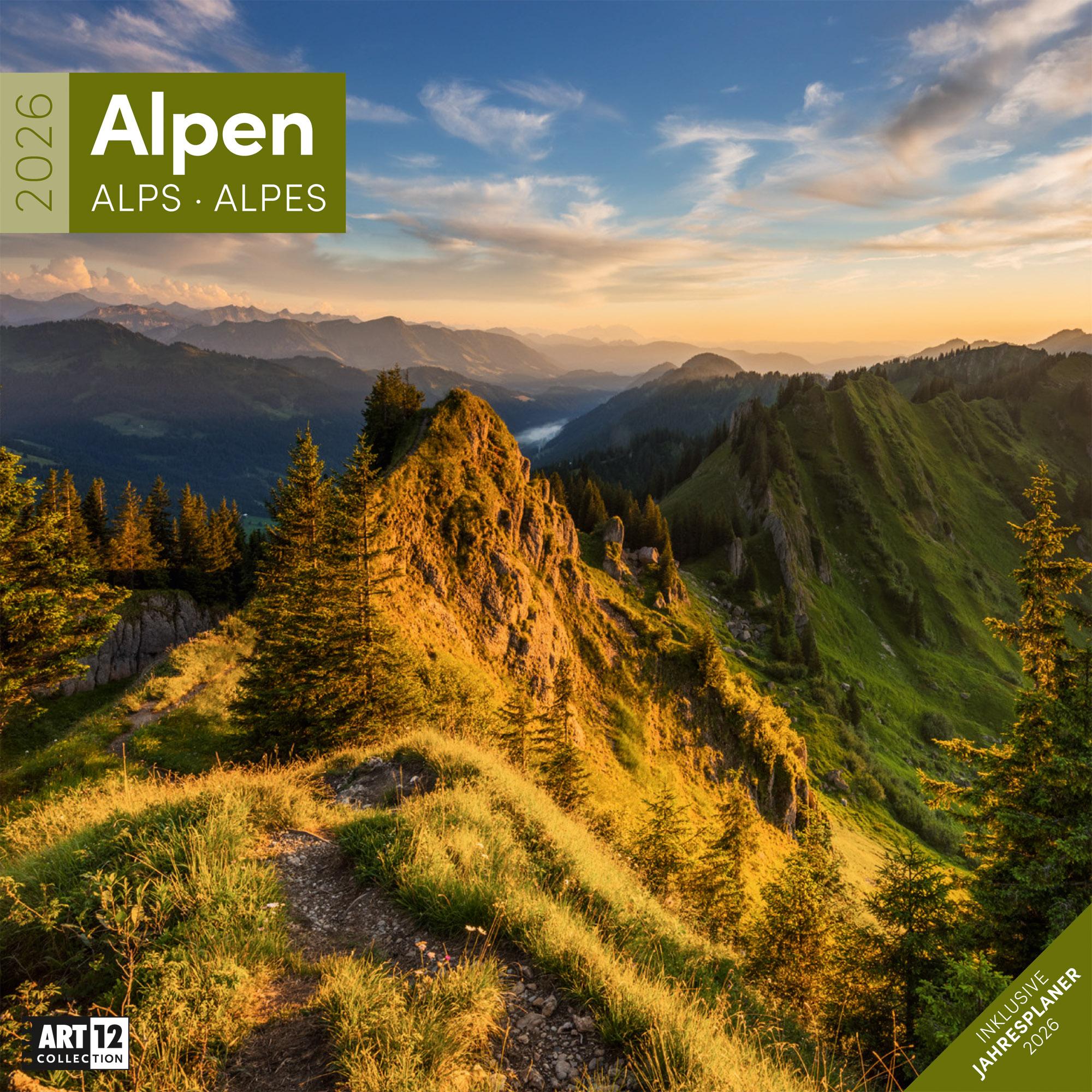 Vorderes Coverbild Alpen Broschürenkalender 2026 - 30x30 - Art12