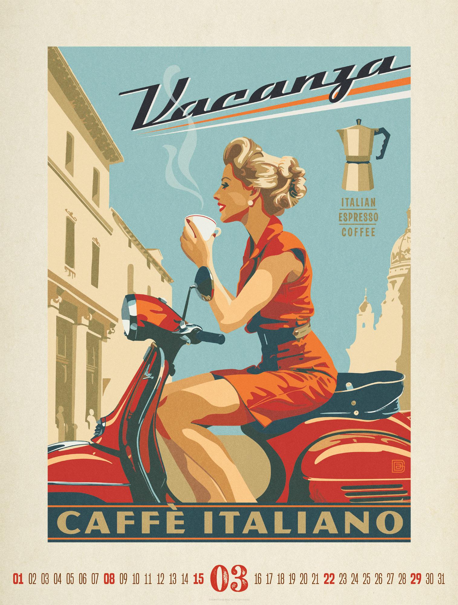 Beispielinhalt (Bild) Coffee Time Kaffee-Plakate-Kalender 2026
