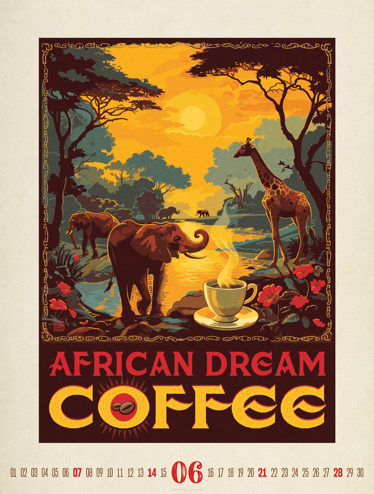 Beispielinhalt (Bild) Coffee Time Kaffee-Plakate-Kalender 2026