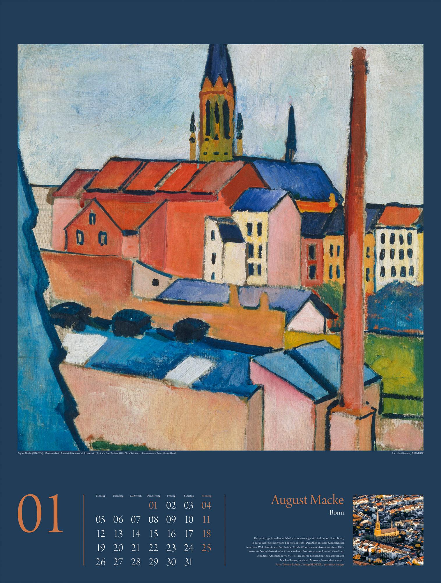 Beispielinhalt (Bild) KunstGeschichten Kalender 2026 | Meisterwerke und die Orte ihrer Inspiration
