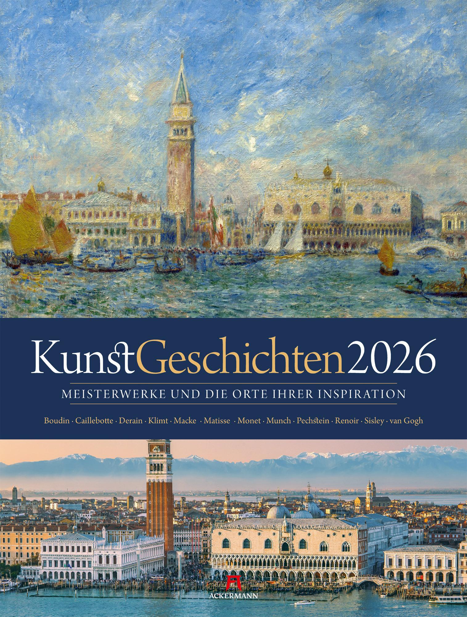 Vorderes Coverbild KunstGeschichten Kalender 2026 | Meisterwerke und die Orte ihrer Inspiration