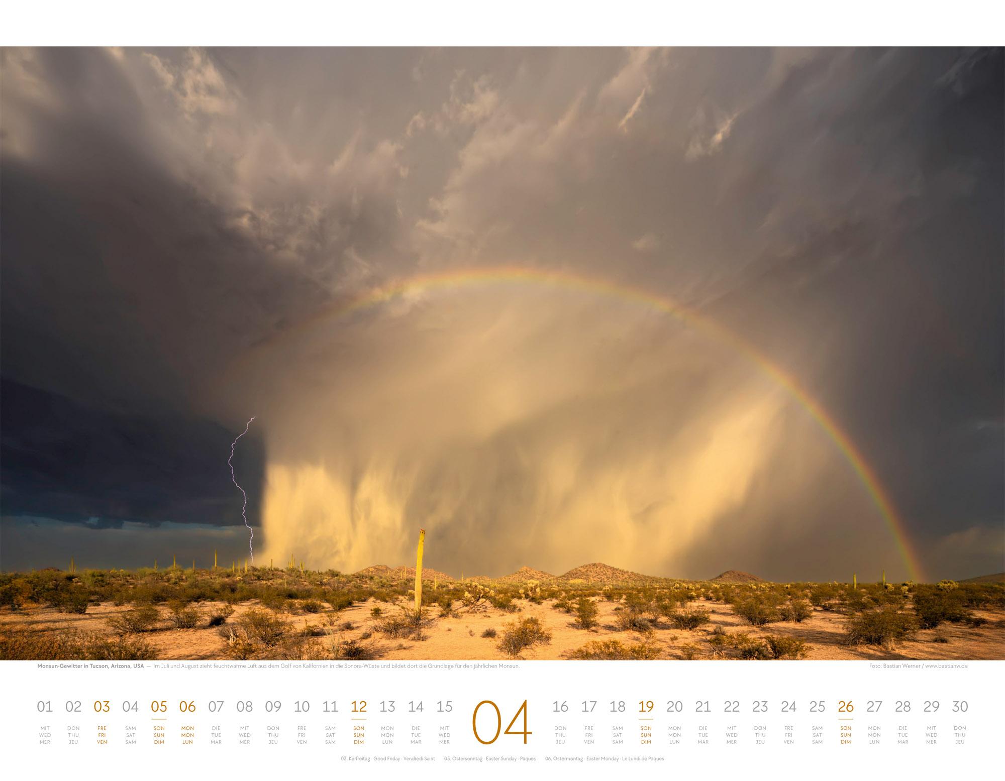 Beispielinhalt (Bild) Naturkräfte Kalender 2026 | Wetterphänomene und Naturgewalten