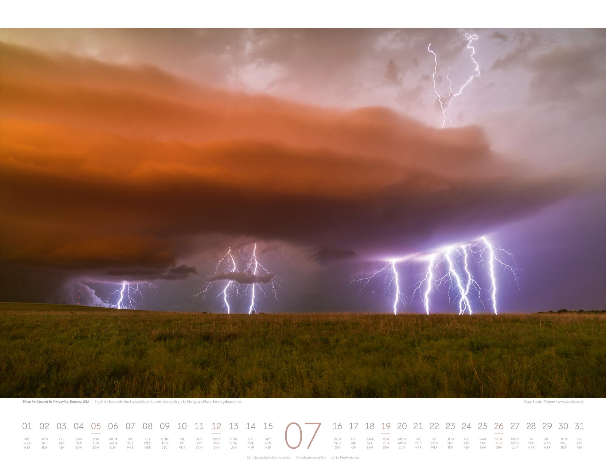 Beispielinhalt (Bild) Naturkräfte Kalender 2026 | Wetterphänomene und Naturgewalten