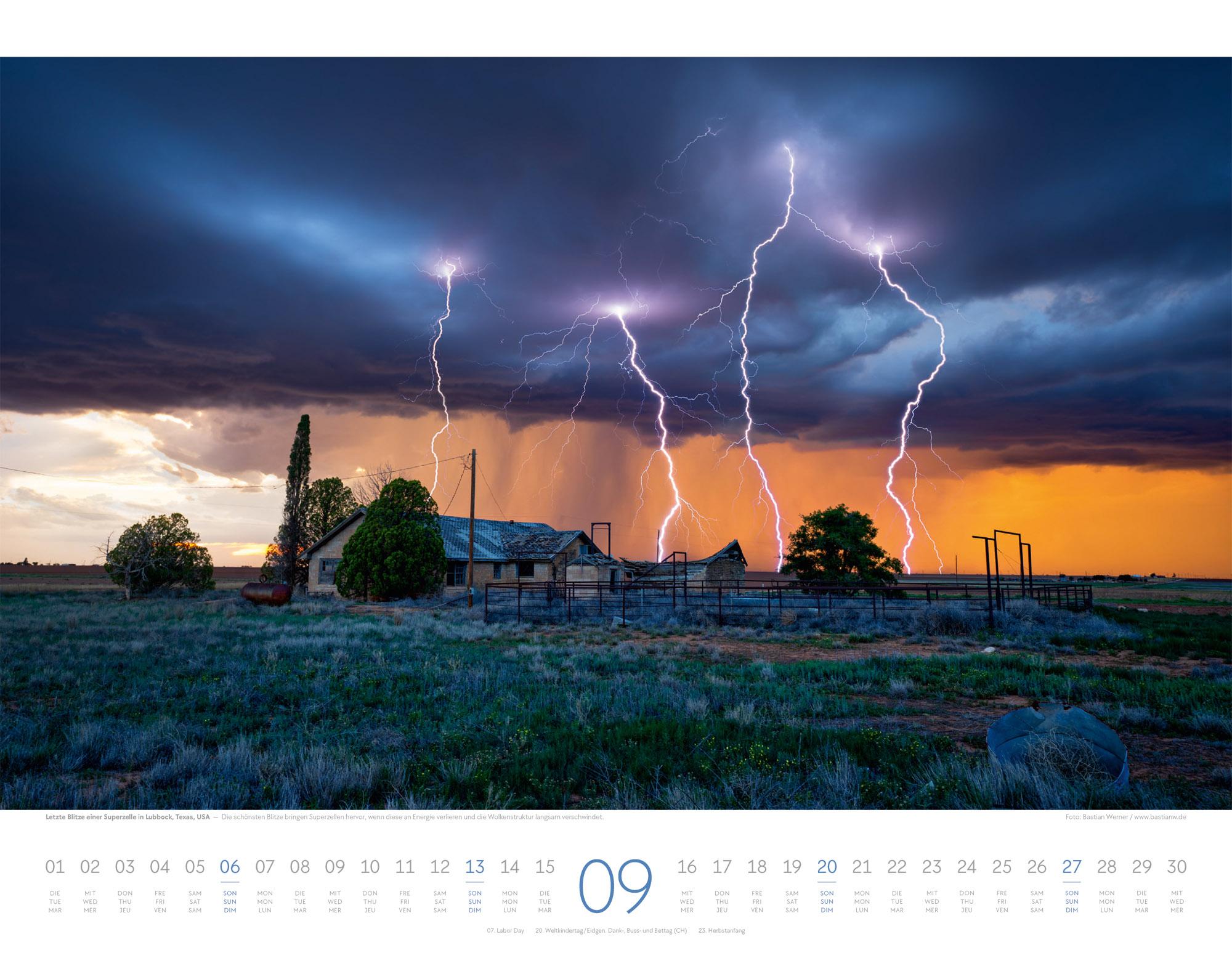 Beispielinhalt (Bild) Naturkräfte Kalender 2026 | Wetterphänomene und Naturgewalten