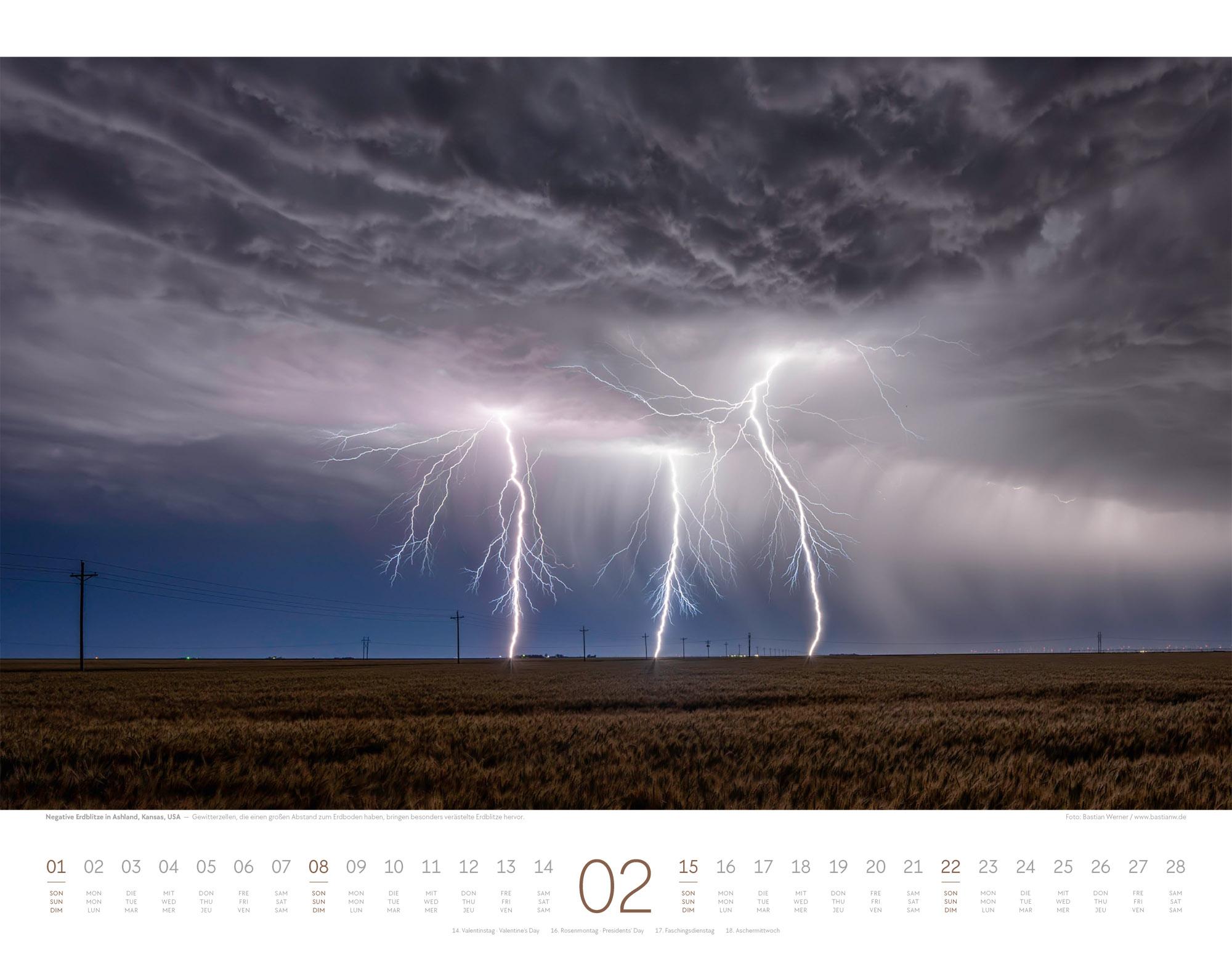 Beispielinhalt (Bild) Naturkräfte Kalender 2026 | Wetterphänomene und Naturgewalten