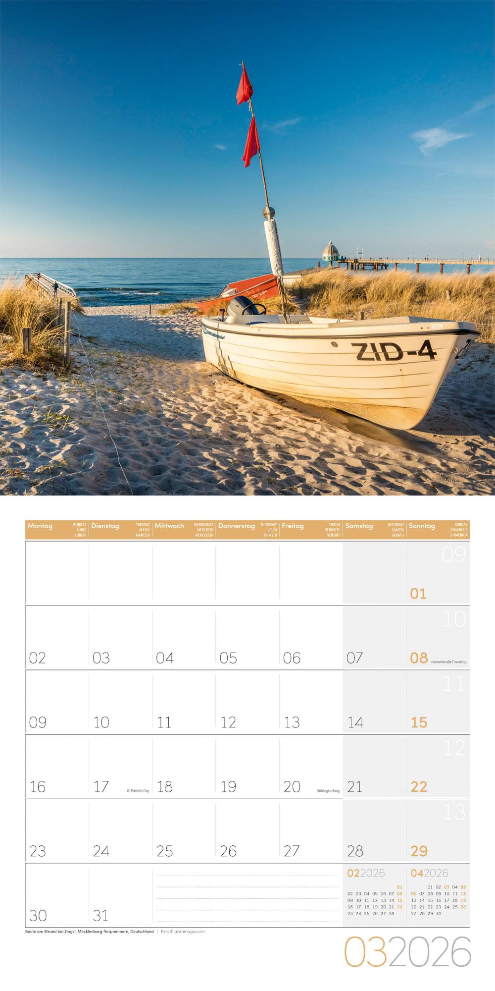 Beispielinhalt (Bild) Am Meer Broschürenkalender 2026 - 30x30 - Art12