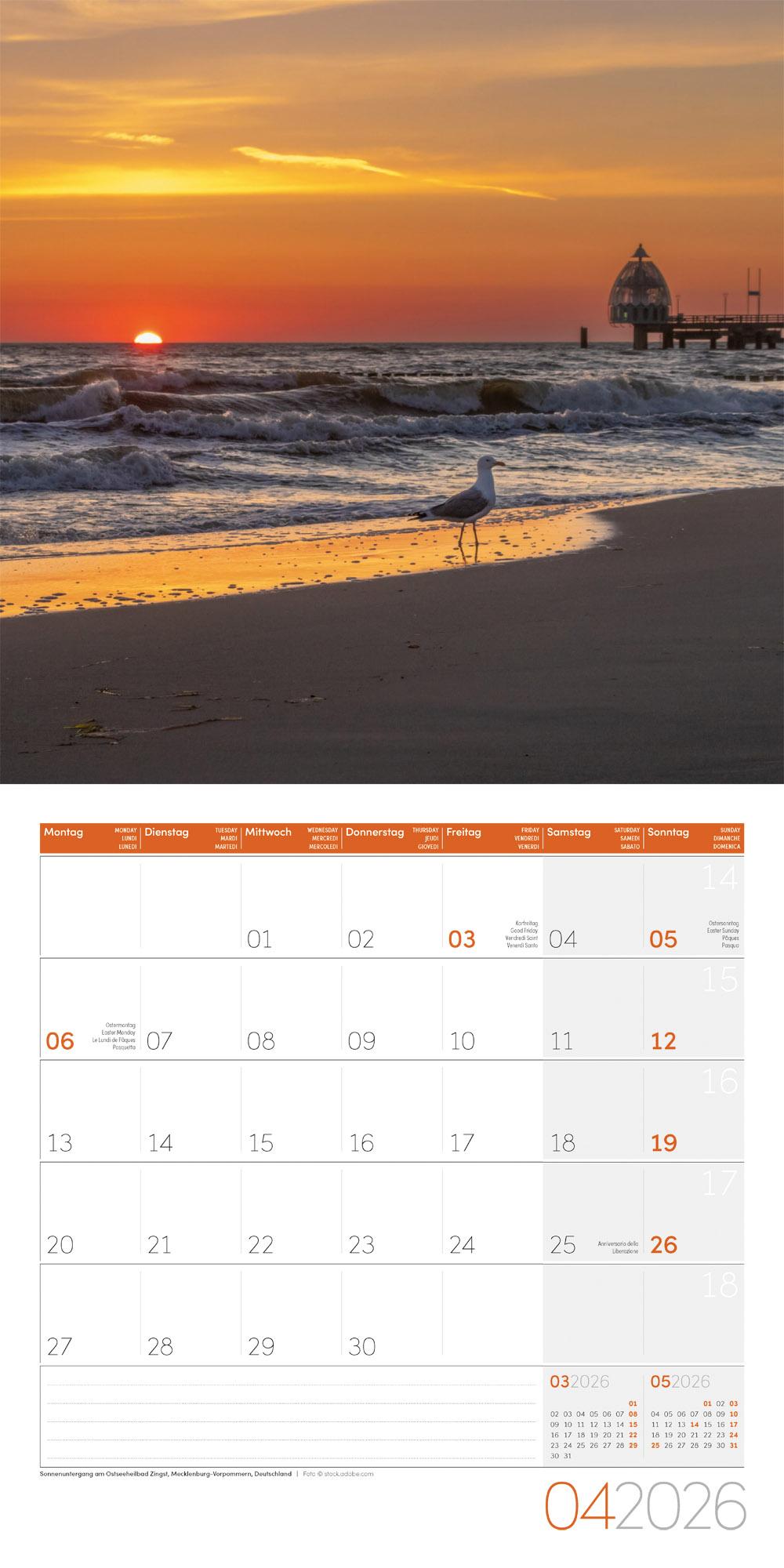 Beispielinhalt (Bild) Am Meer Broschürenkalender 2026 - 30x30 - Art12