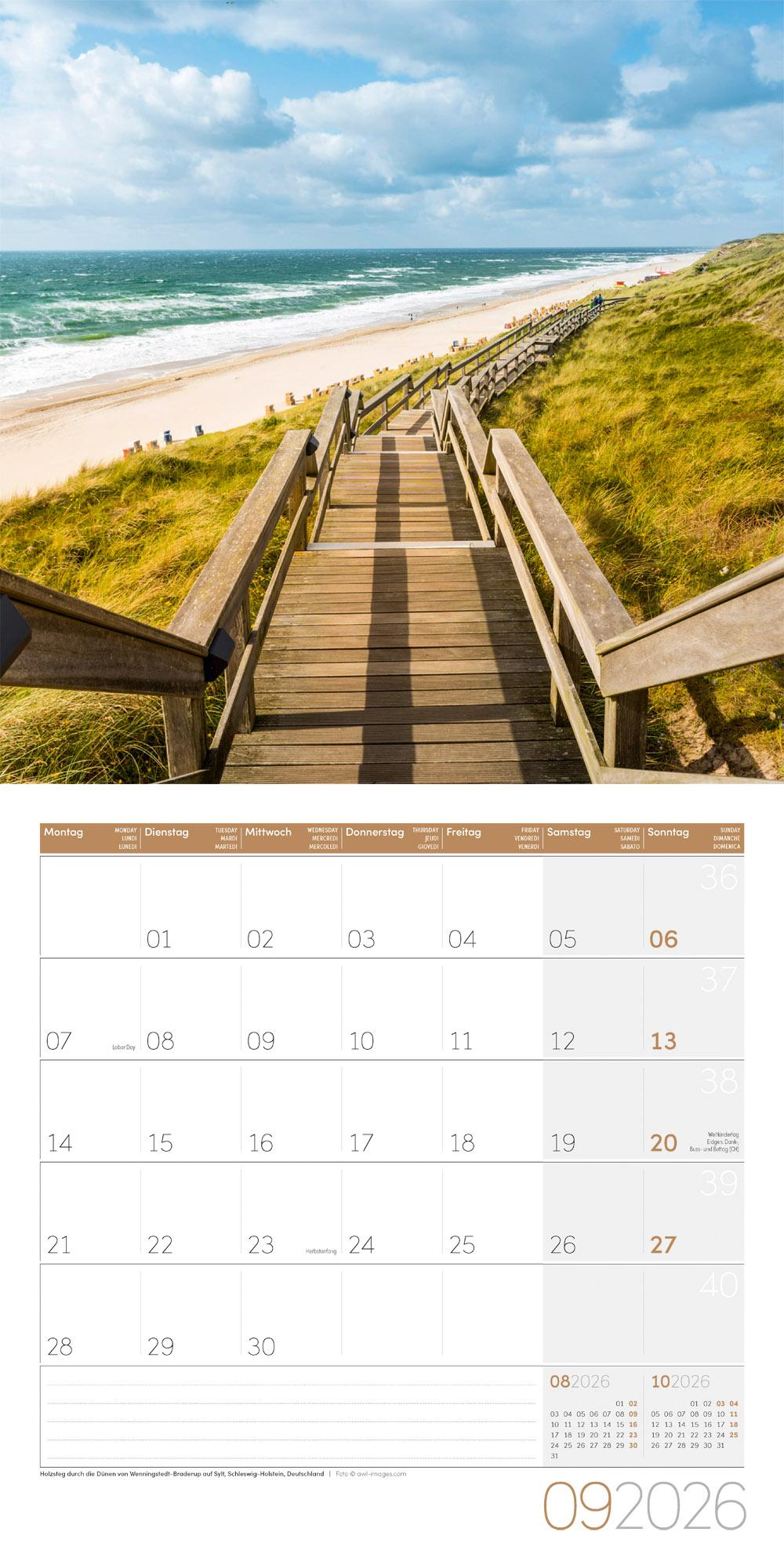 Beispielinhalt (Bild) Am Meer Broschürenkalender 2026 - 30x30 - Art12