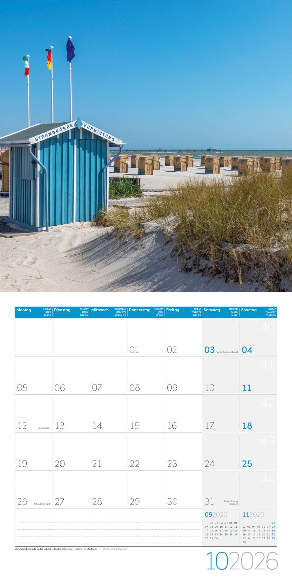 Beispielinhalt (Bild) Am Meer Broschürenkalender 2026 - 30x30 - Art12