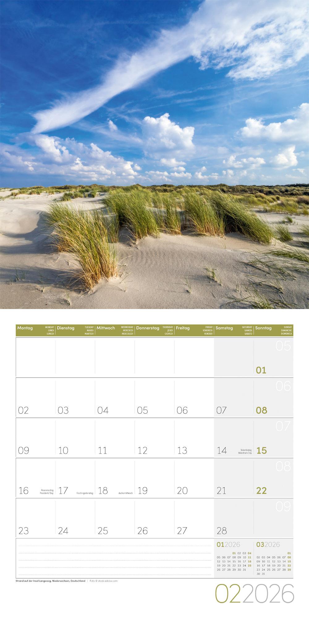 Beispielinhalt (Bild) Am Meer Broschürenkalender 2026 - 30x30 - Art12