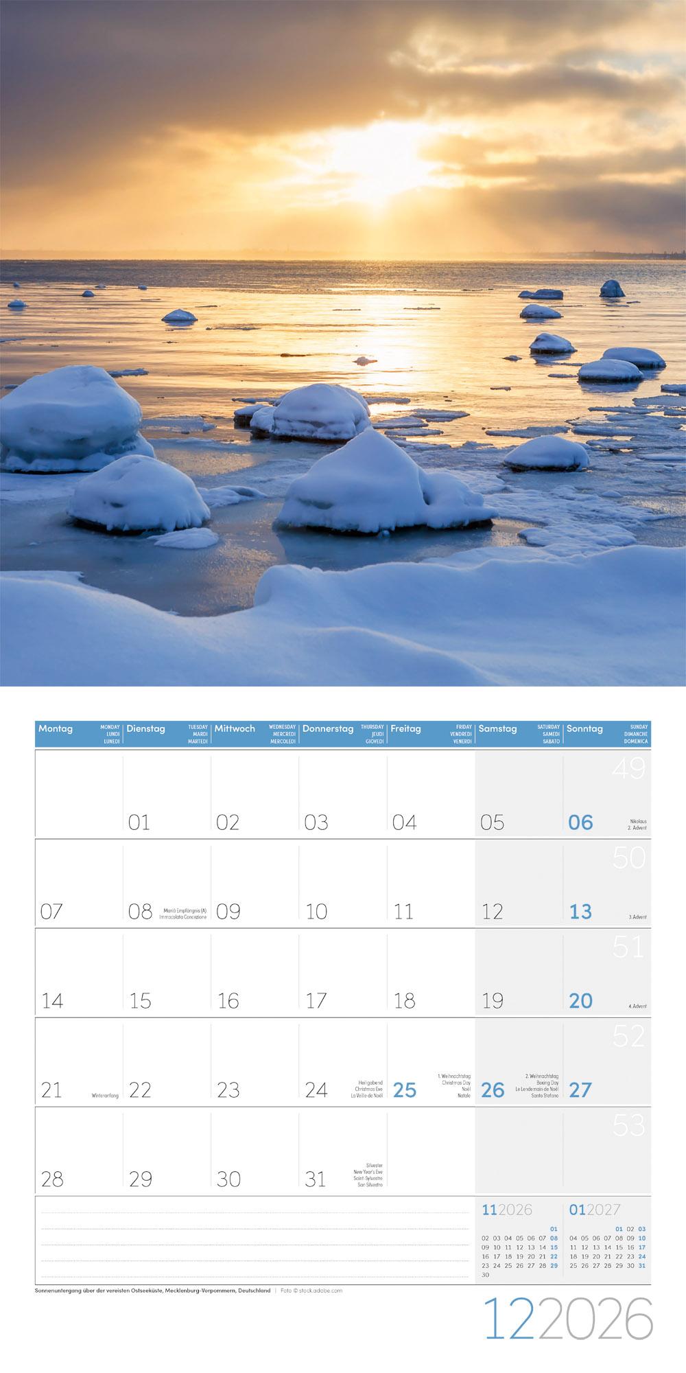 Beispielinhalt (Bild) Am Meer Broschürenkalender 2026 - 30x30 - Art12