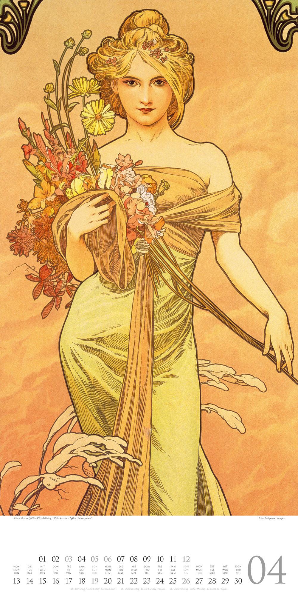 Beispielinhalt (Bild) Alfons Mucha Kalender 2026