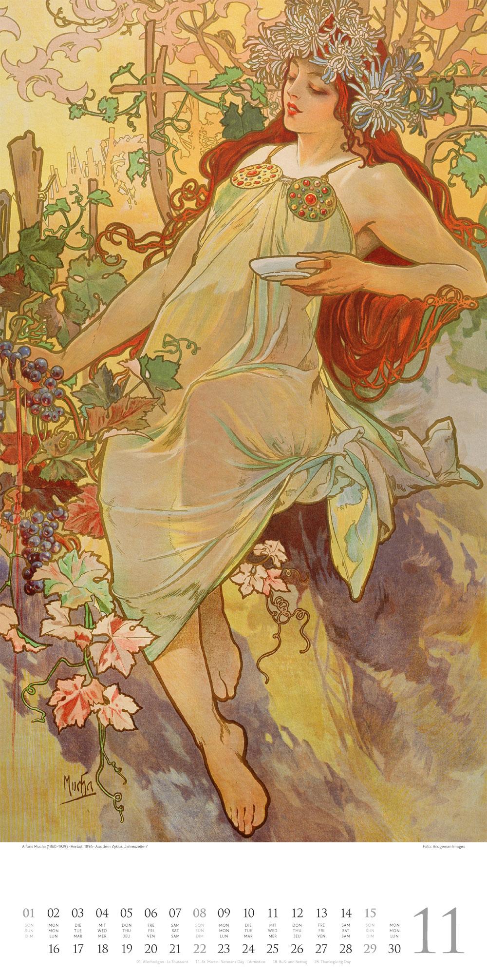 Beispielinhalt (Bild) Alfons Mucha Kalender 2026