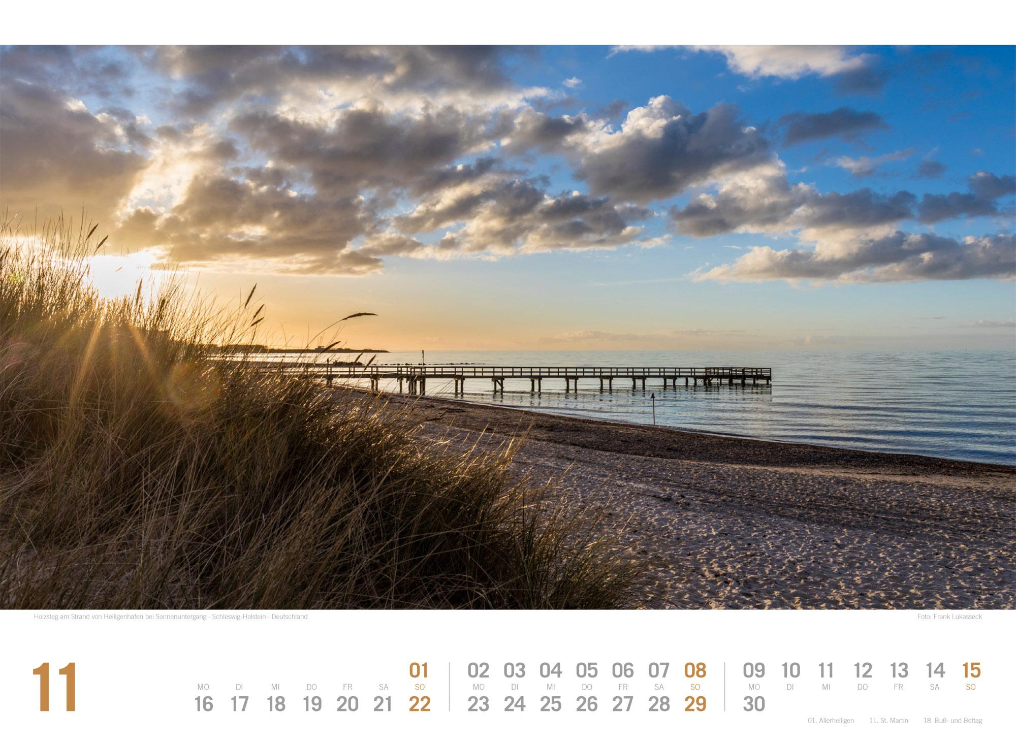 Beispielinhalt (Bild) Ostsee ReiseLust Kalender 2026 | von Flensburg bis nach Usedom