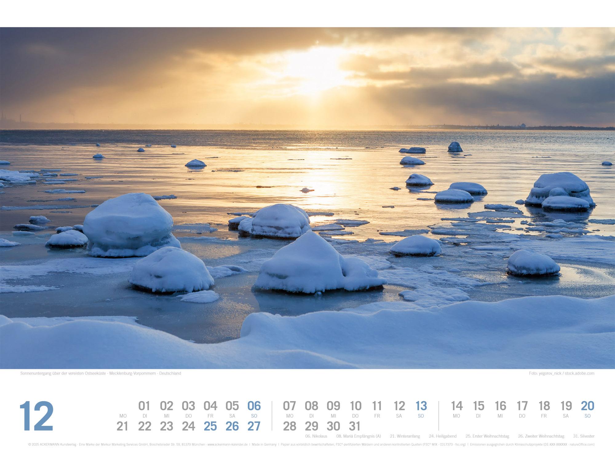 Beispielinhalt (Bild) Ostsee ReiseLust Kalender 2026 | von Flensburg bis nach Usedom