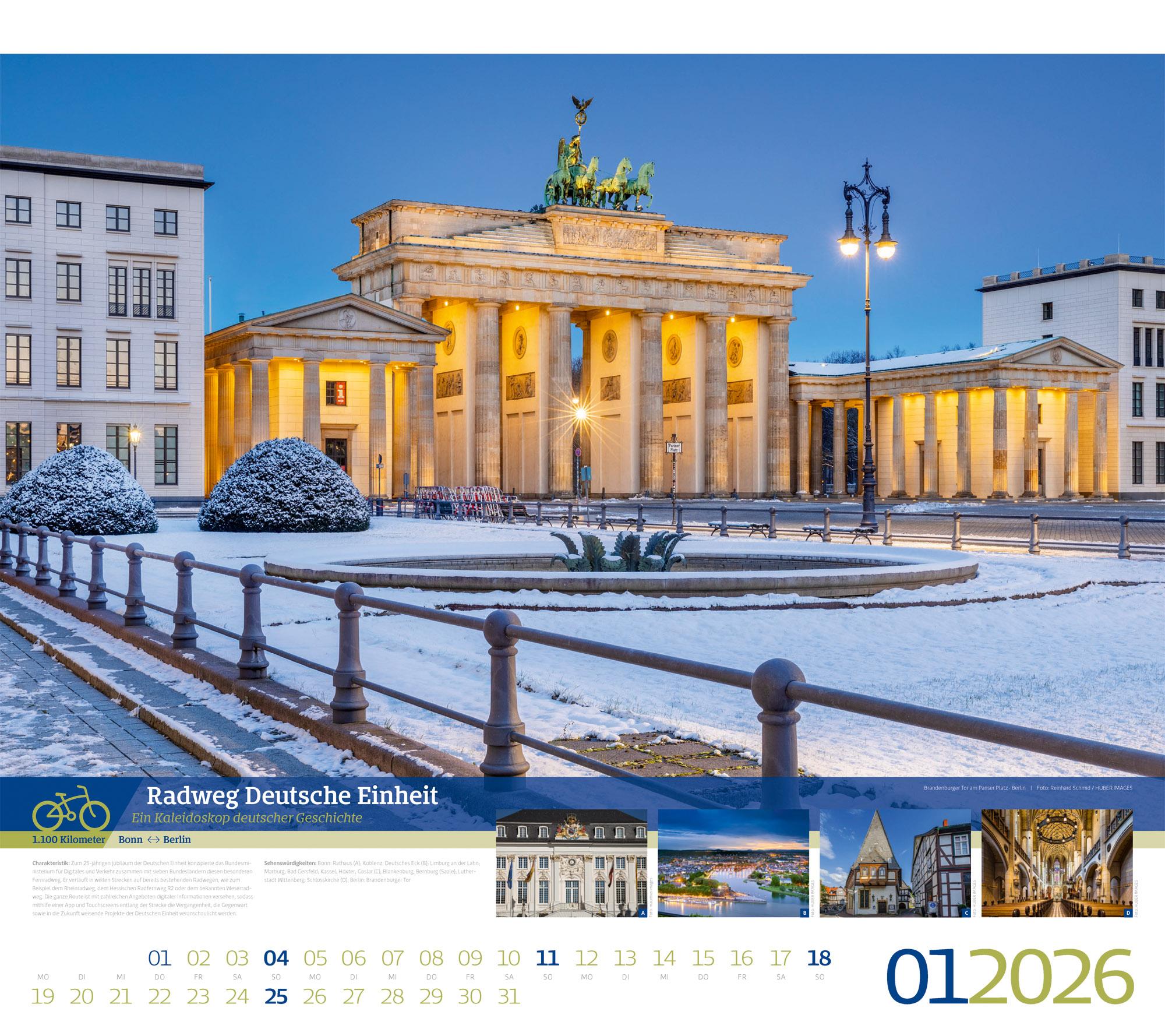 Beispielinhalt (Bild) Deutschlands schönste Radfernwege Kalender 2026