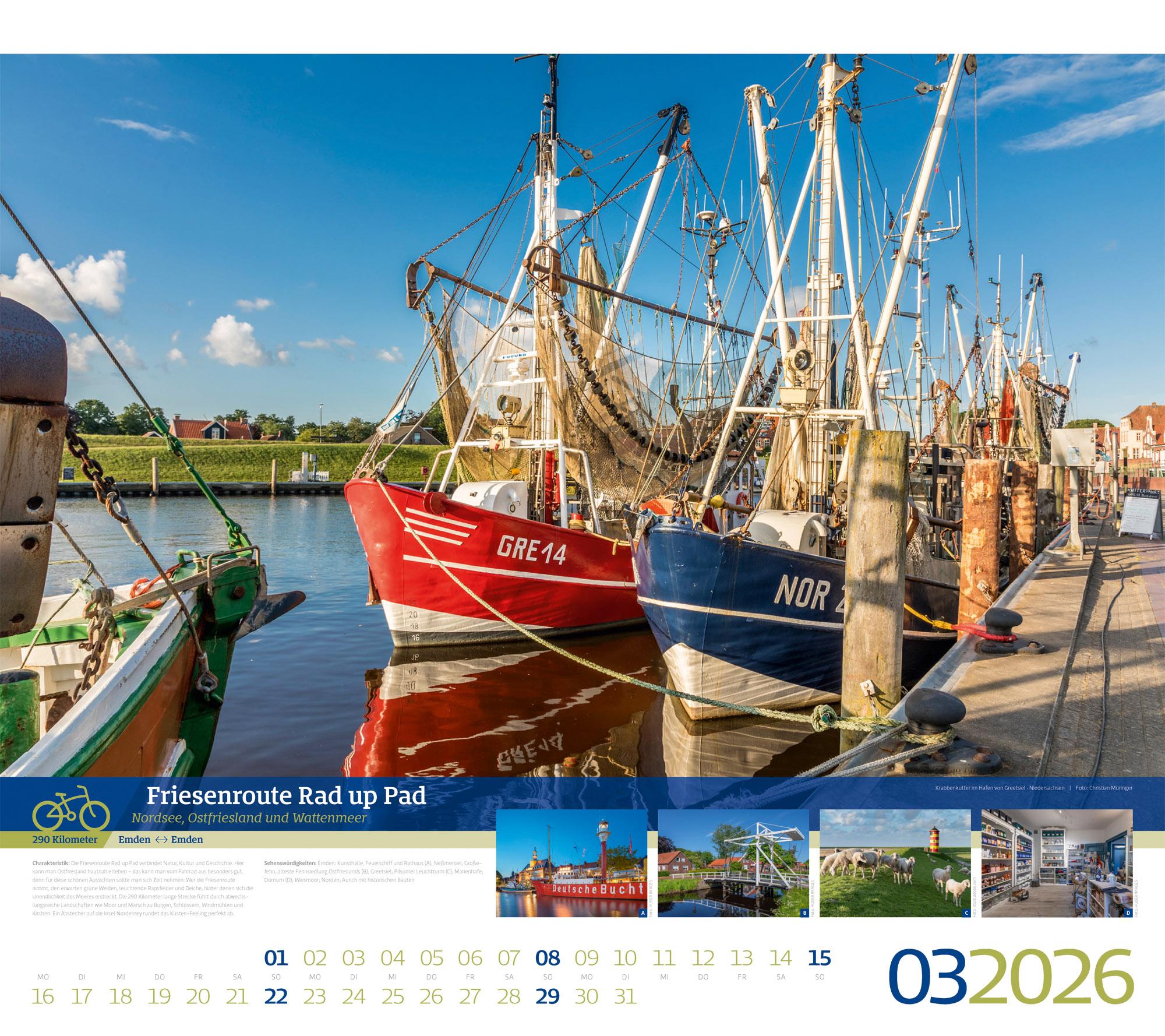 Beispielinhalt (Bild) Deutschlands schönste Radfernwege Kalender 2026