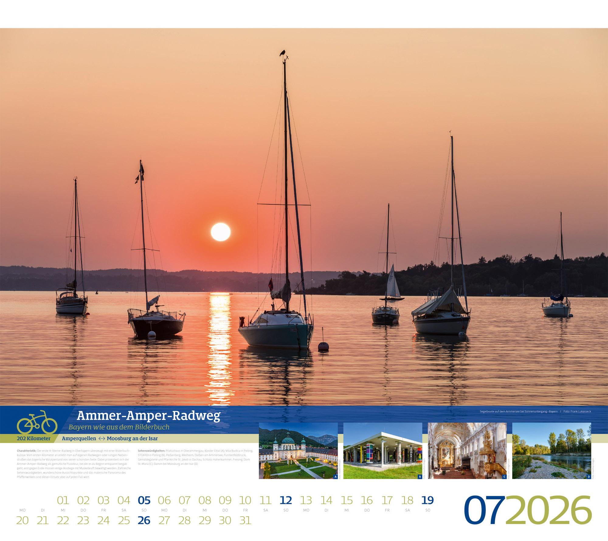 Beispielinhalt (Bild) Deutschlands schönste Radfernwege Kalender 2026