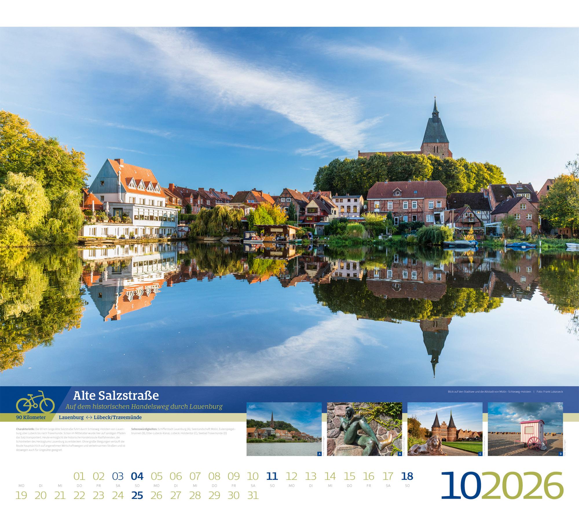 Beispielinhalt (Bild) Deutschlands schönste Radfernwege Kalender 2026