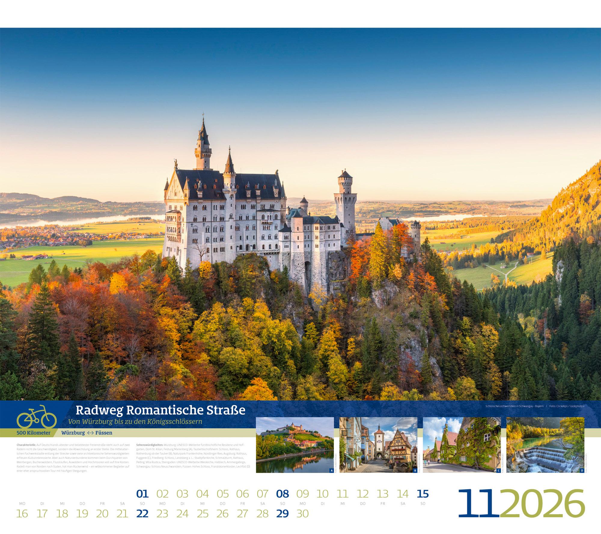 Beispielinhalt (Bild) Deutschlands schönste Radfernwege Kalender 2026
