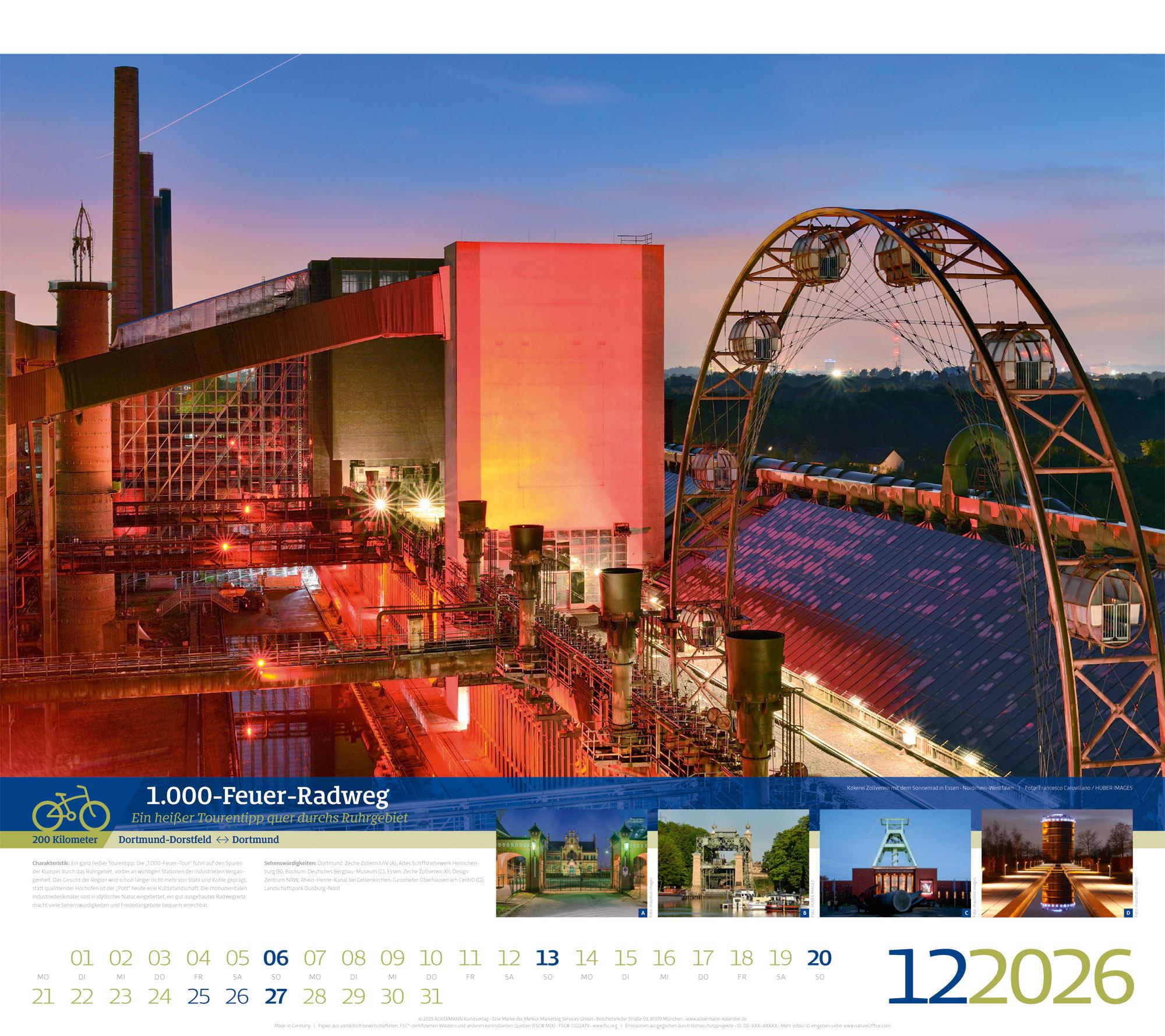 Beispielinhalt (Bild) Deutschlands schönste Radfernwege Kalender 2026