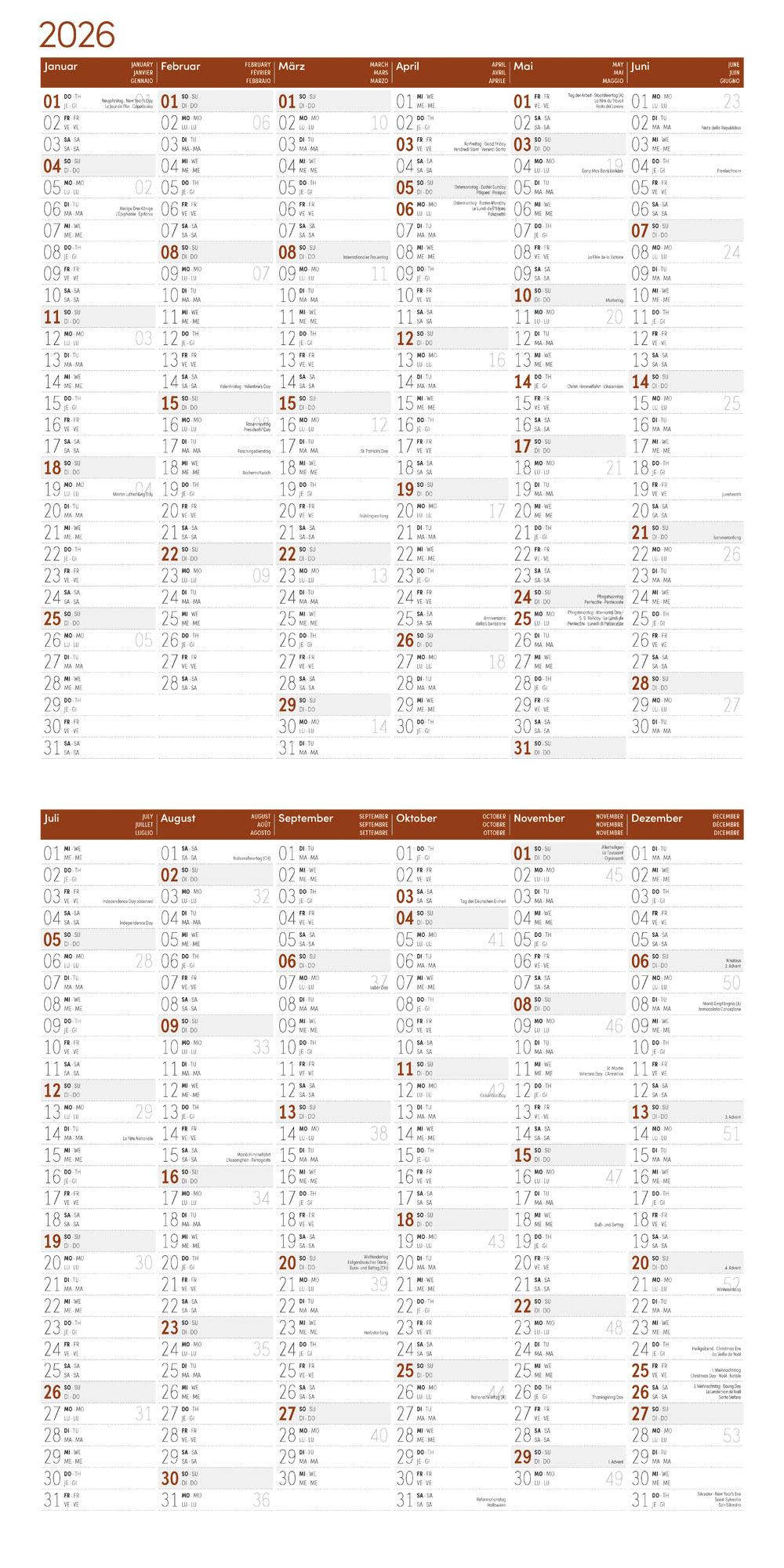 Beispielinhalt (Bild) Erdmännchen Broschürenkalender 2026 - 30x30 - Art12