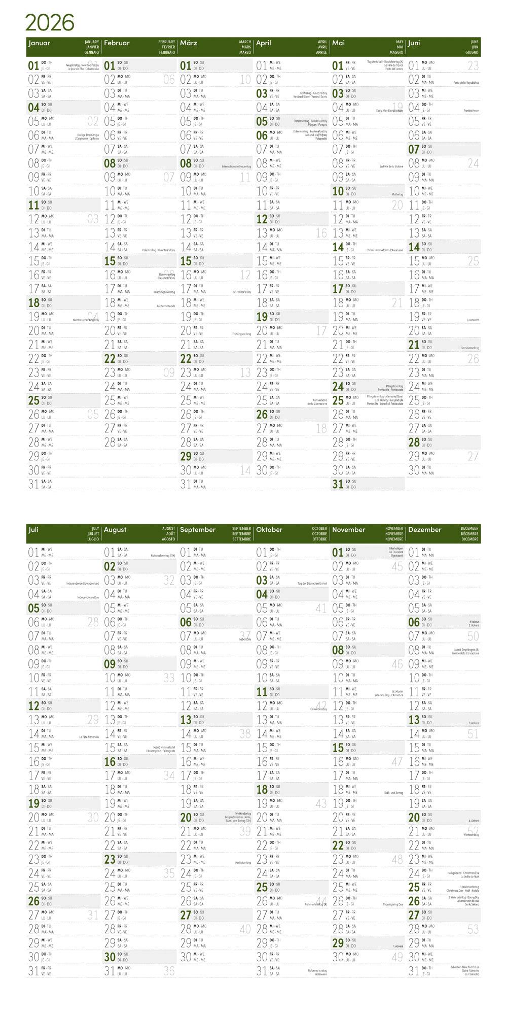 Beispielinhalt (Bild) Bäume Broschürenkalender 2026 - 30x30 - Art12