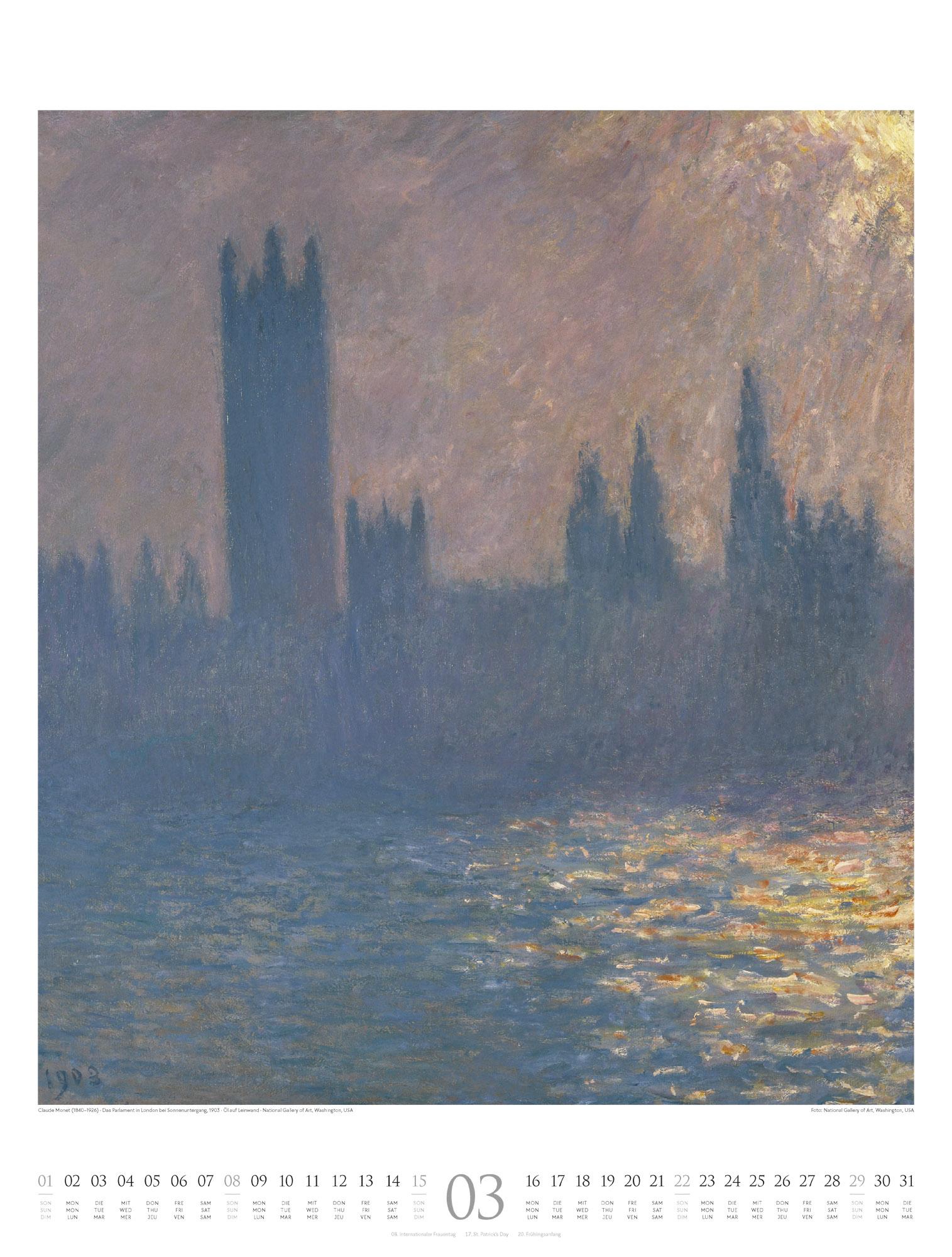 Beispielinhalt (Bild) Claude Monet Kalender 2026 | Wasser und Licht