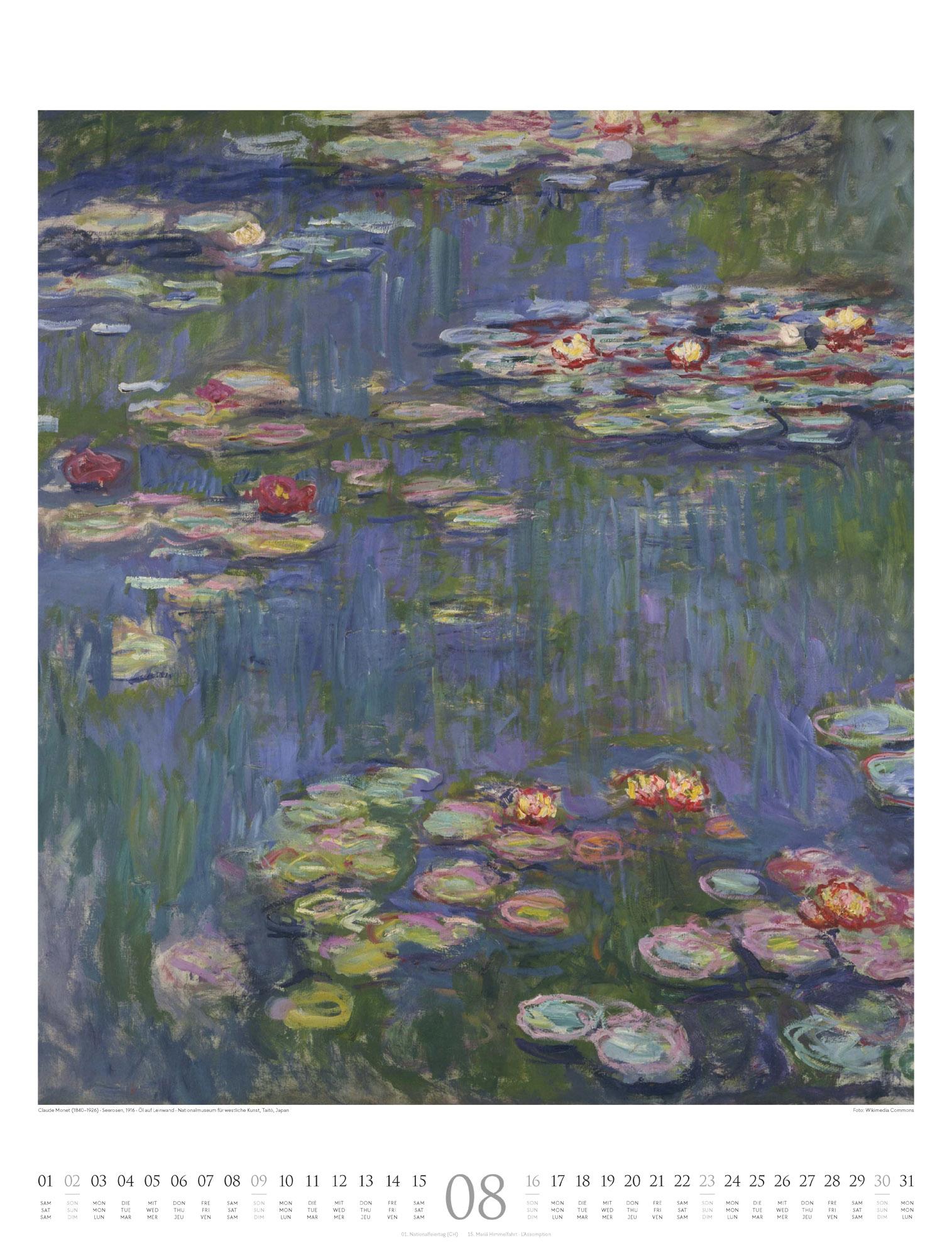 Beispielinhalt (Bild) Claude Monet Kalender 2026 | Wasser und Licht