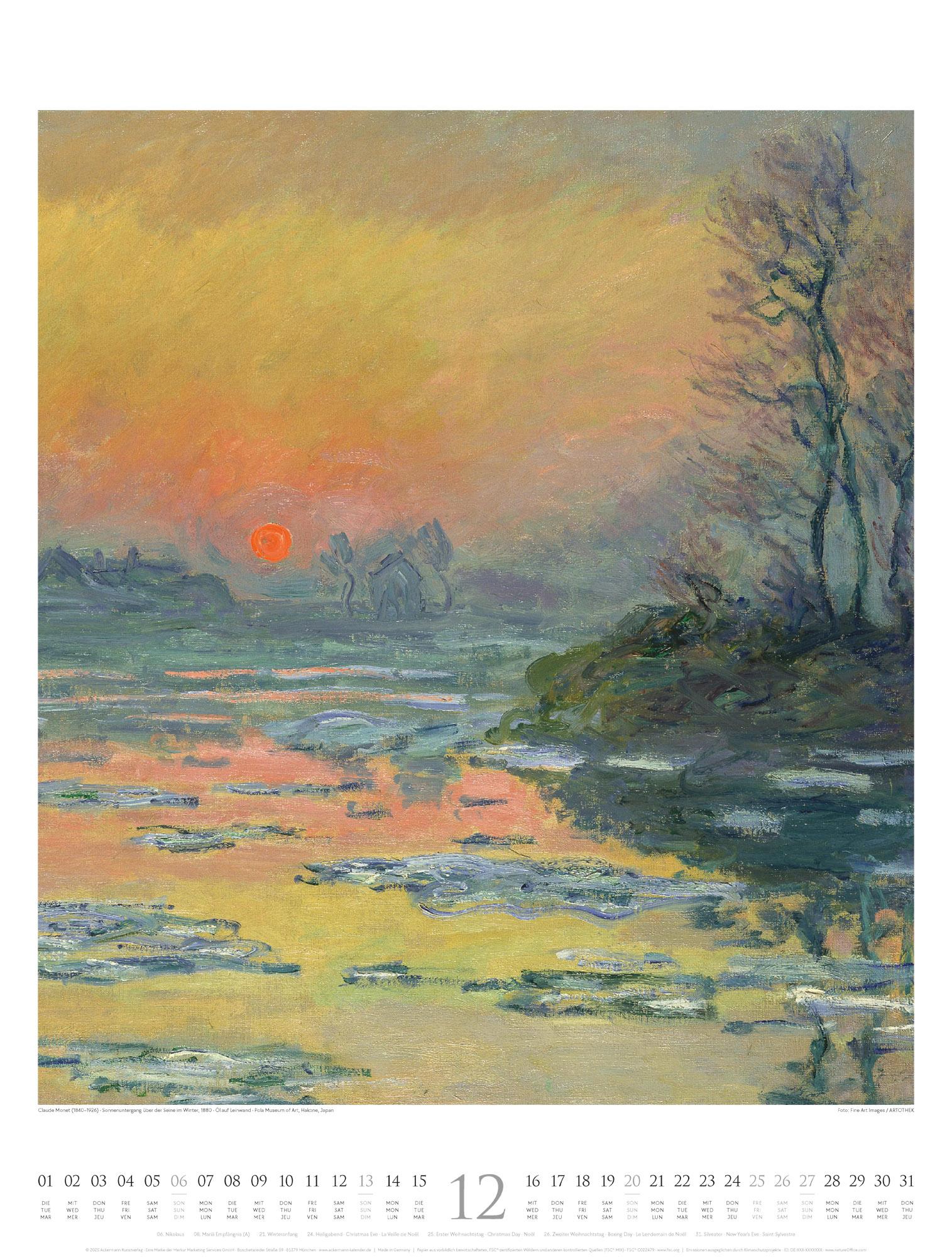 Beispielinhalt (Bild) Claude Monet Kalender 2026 | Wasser und Licht