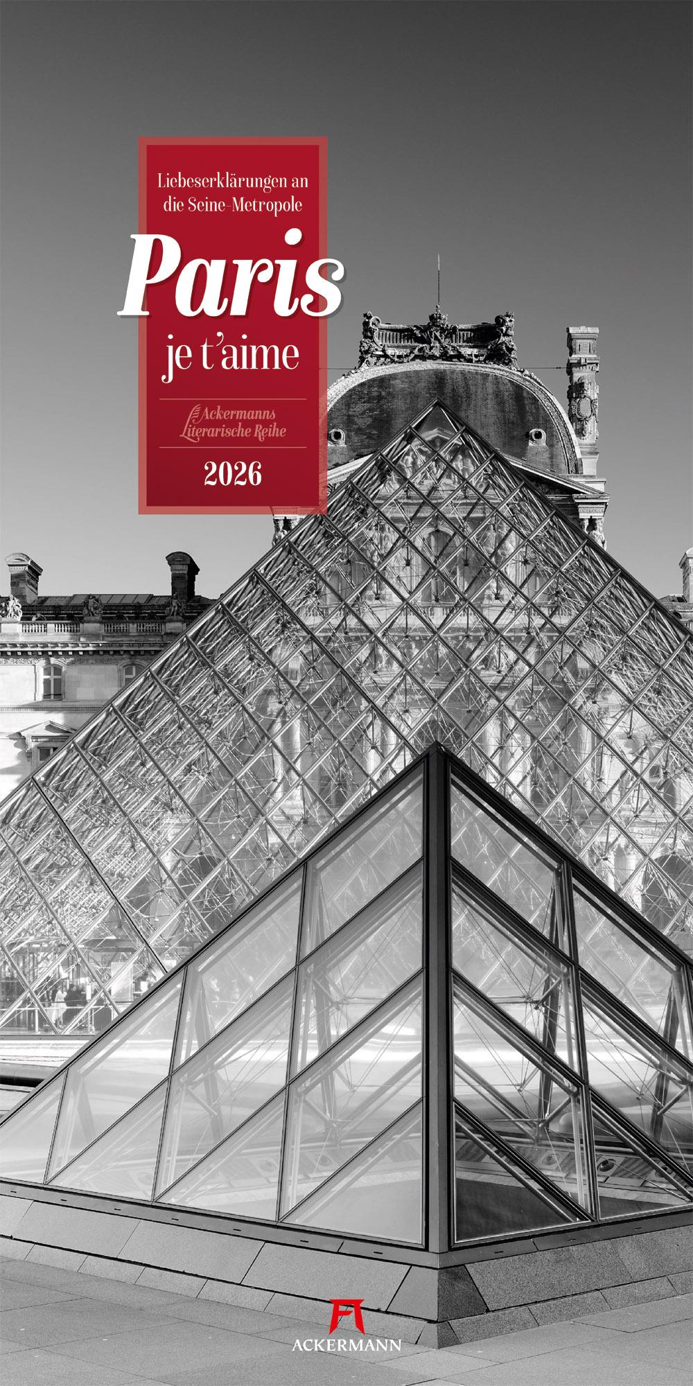 Vorderes Coverbild Paris, je t'aime Literatur-Kalender 2026
