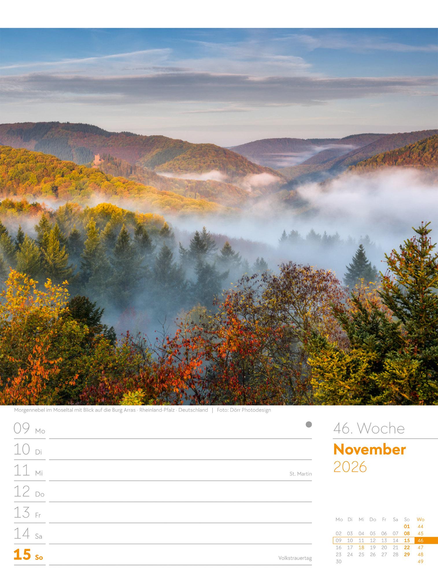 Beispielinhalt (Bild) Unser Wald Wochenplaner Kalender 2026