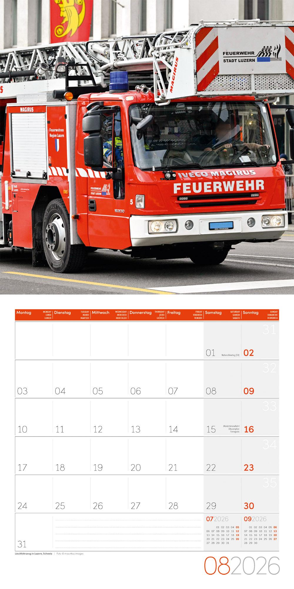 Beispielinhalt (Bild) Feuerwehr Broschürenkalender 2026 - 30x30 - Art12