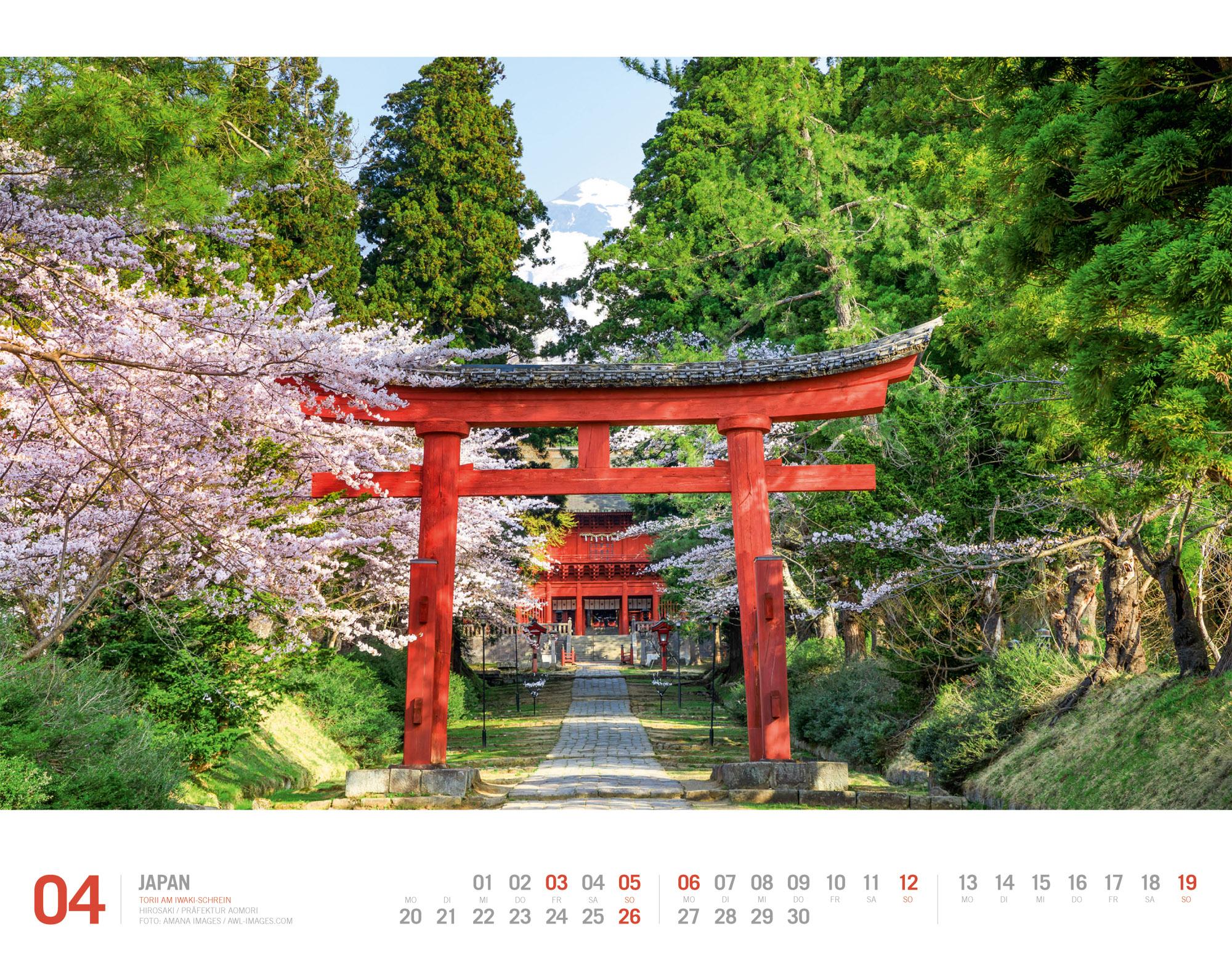 Beispielinhalt (Bild) Japan Kalender 2026 | Unterwegs zwischen Tempeln und Schreinen