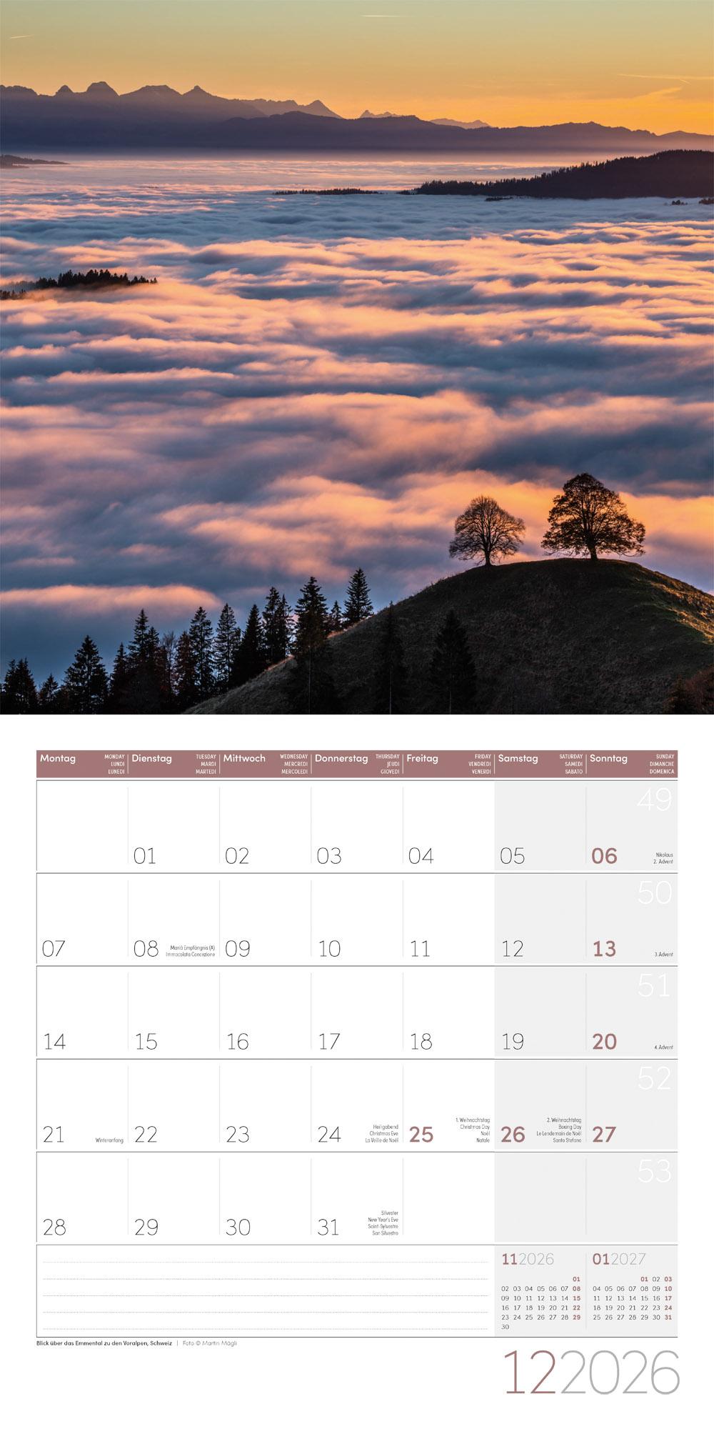 Beispielinhalt (Bild) Magie des Lichts Broschürenkalender 2026 - 30x30 - Art12