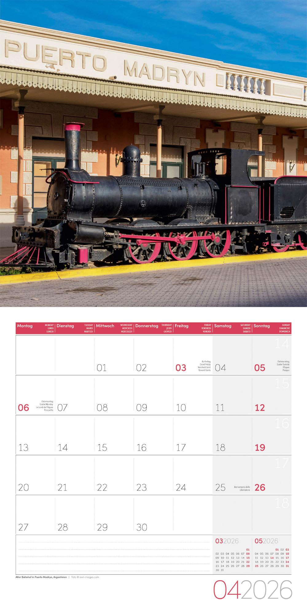 Beispielinhalt (Bild) Lokomotiven Broschürenkalender 2026 - 30x30 - Art12