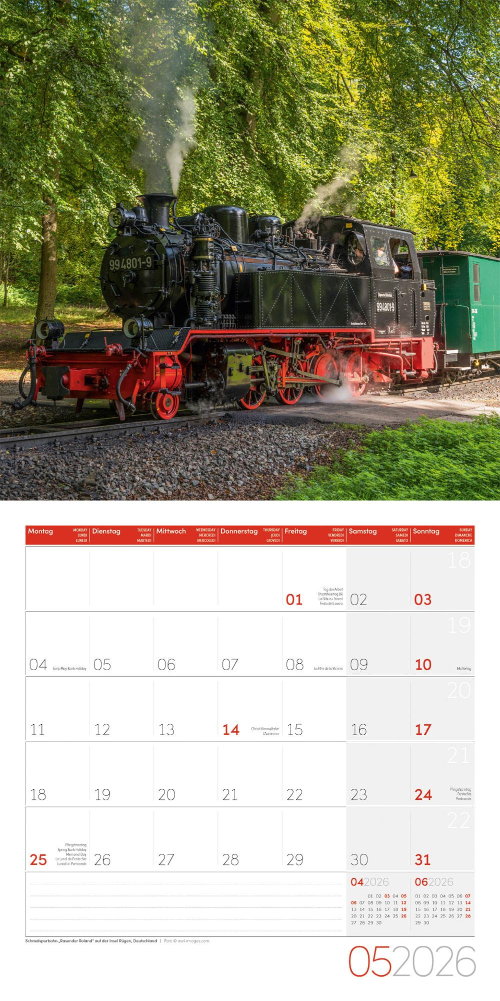 Beispielinhalt (Bild) Lokomotiven Broschürenkalender 2026 - 30x30 - Art12