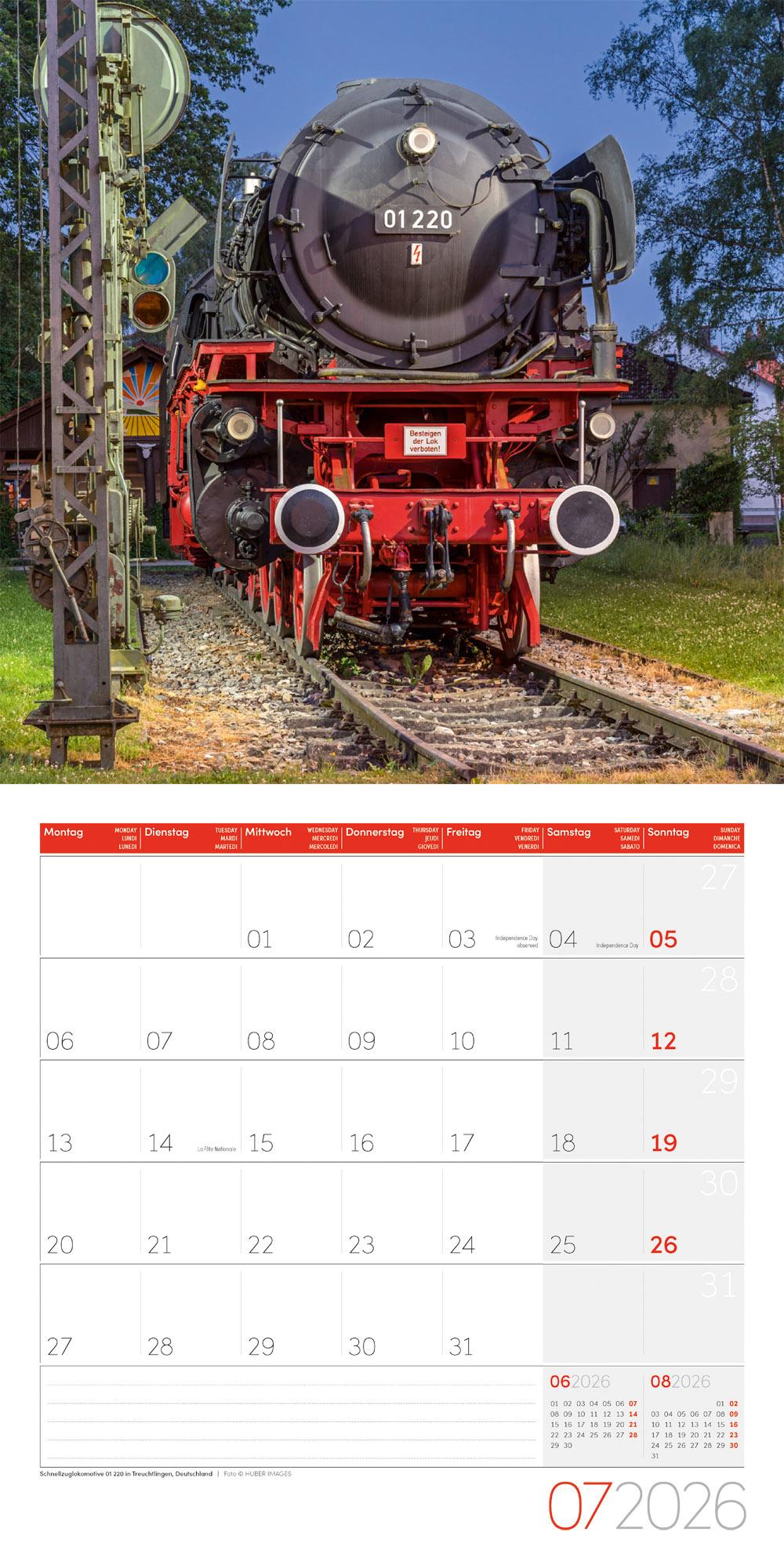 Beispielinhalt (Bild) Lokomotiven Broschürenkalender 2026 - 30x30 - Art12