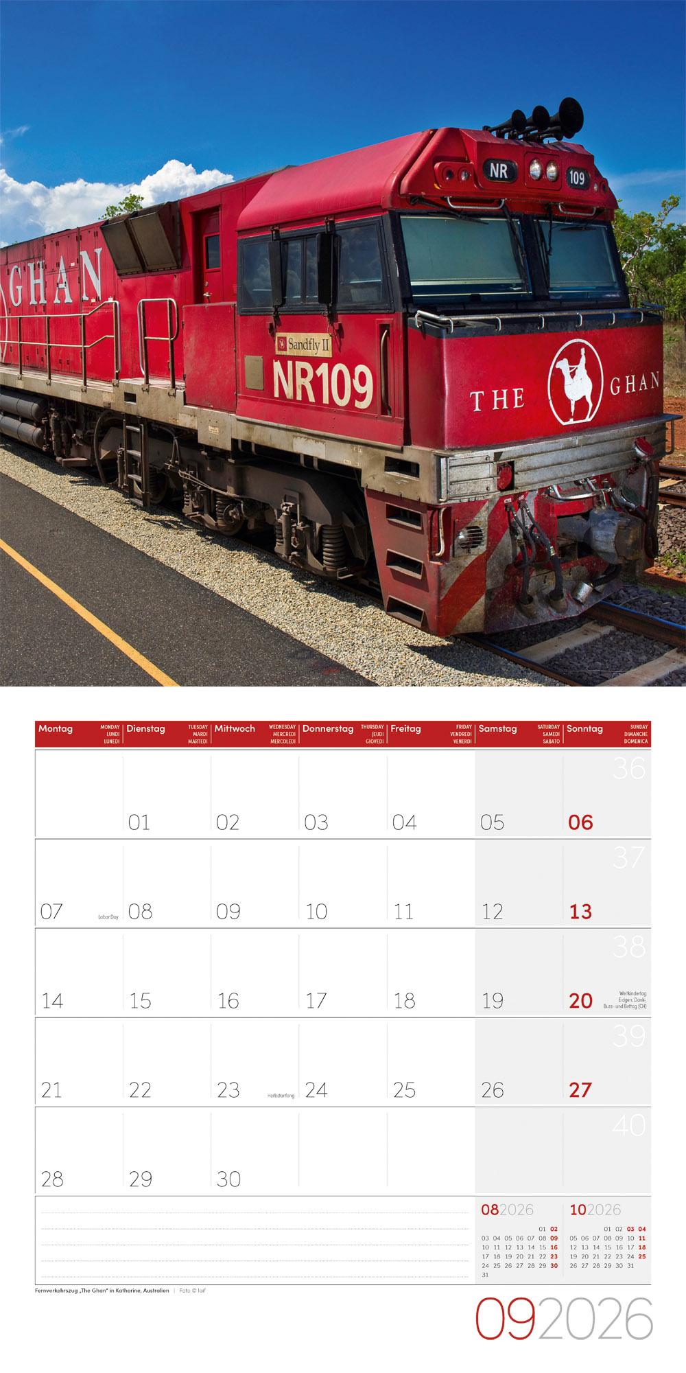 Beispielinhalt (Bild) Lokomotiven Broschürenkalender 2026 - 30x30 - Art12