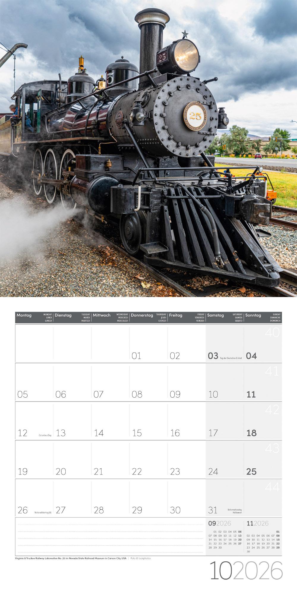 Beispielinhalt (Bild) Lokomotiven Broschürenkalender 2026 - 30x30 - Art12