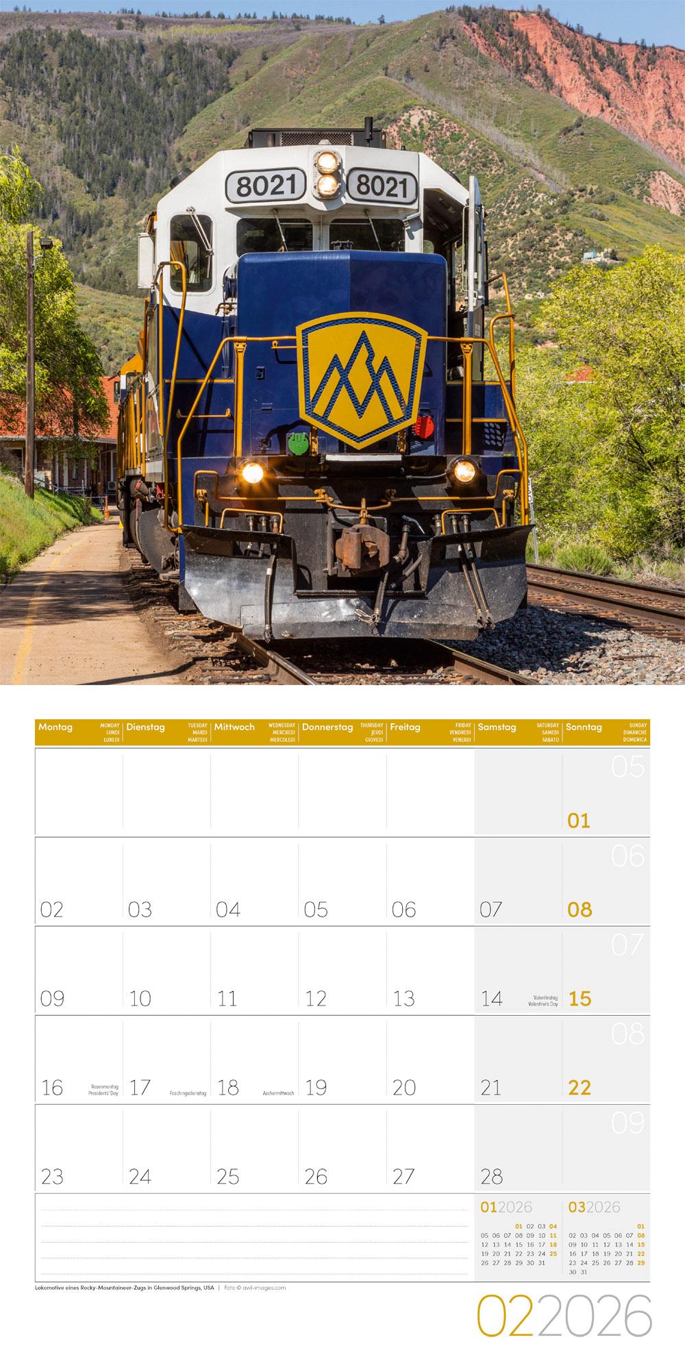 Beispielinhalt (Bild) Lokomotiven Broschürenkalender 2026 - 30x30 - Art12