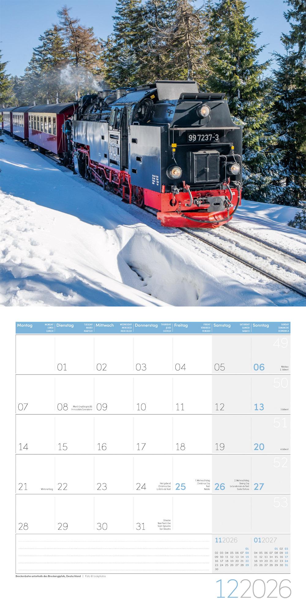 Beispielinhalt (Bild) Lokomotiven Broschürenkalender 2026 - 30x30 - Art12