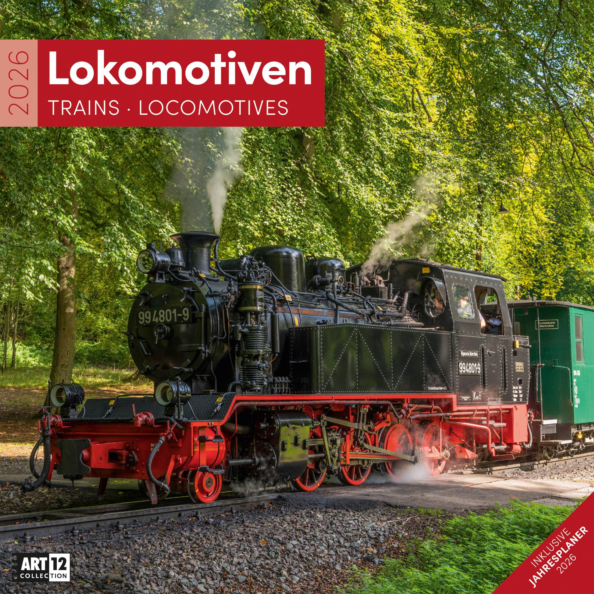 Vorderes Coverbild Lokomotiven Broschürenkalender 2026 - 30x30 - Art12