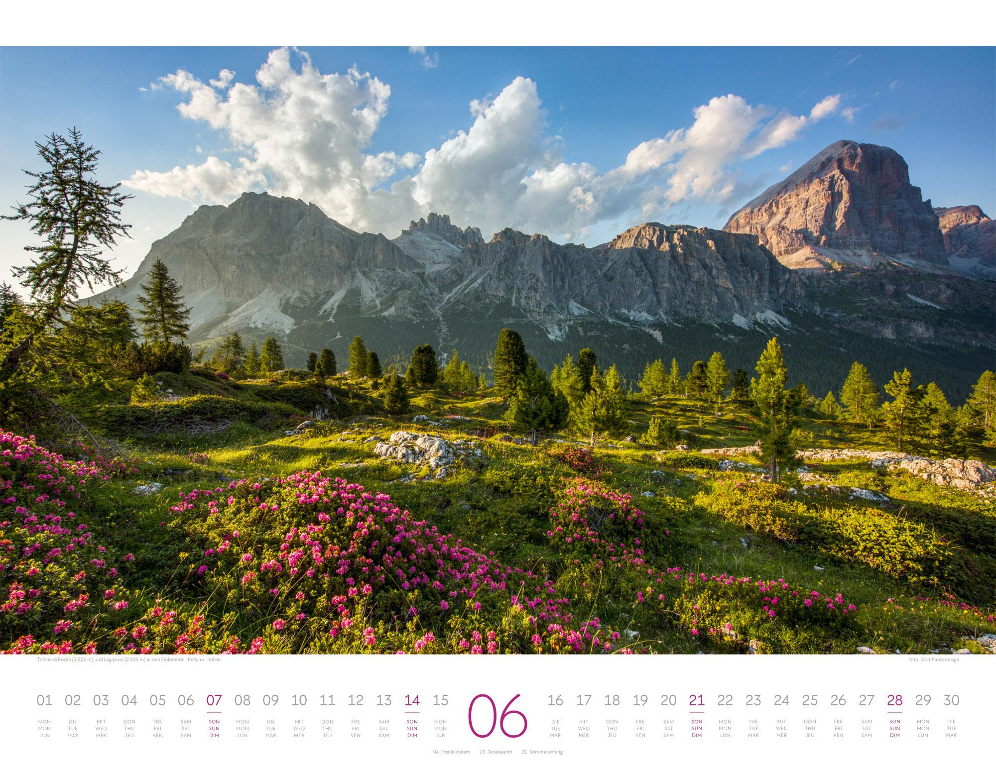 Beispielinhalt (Bild) Naturparadies Alpen Kalender 2026