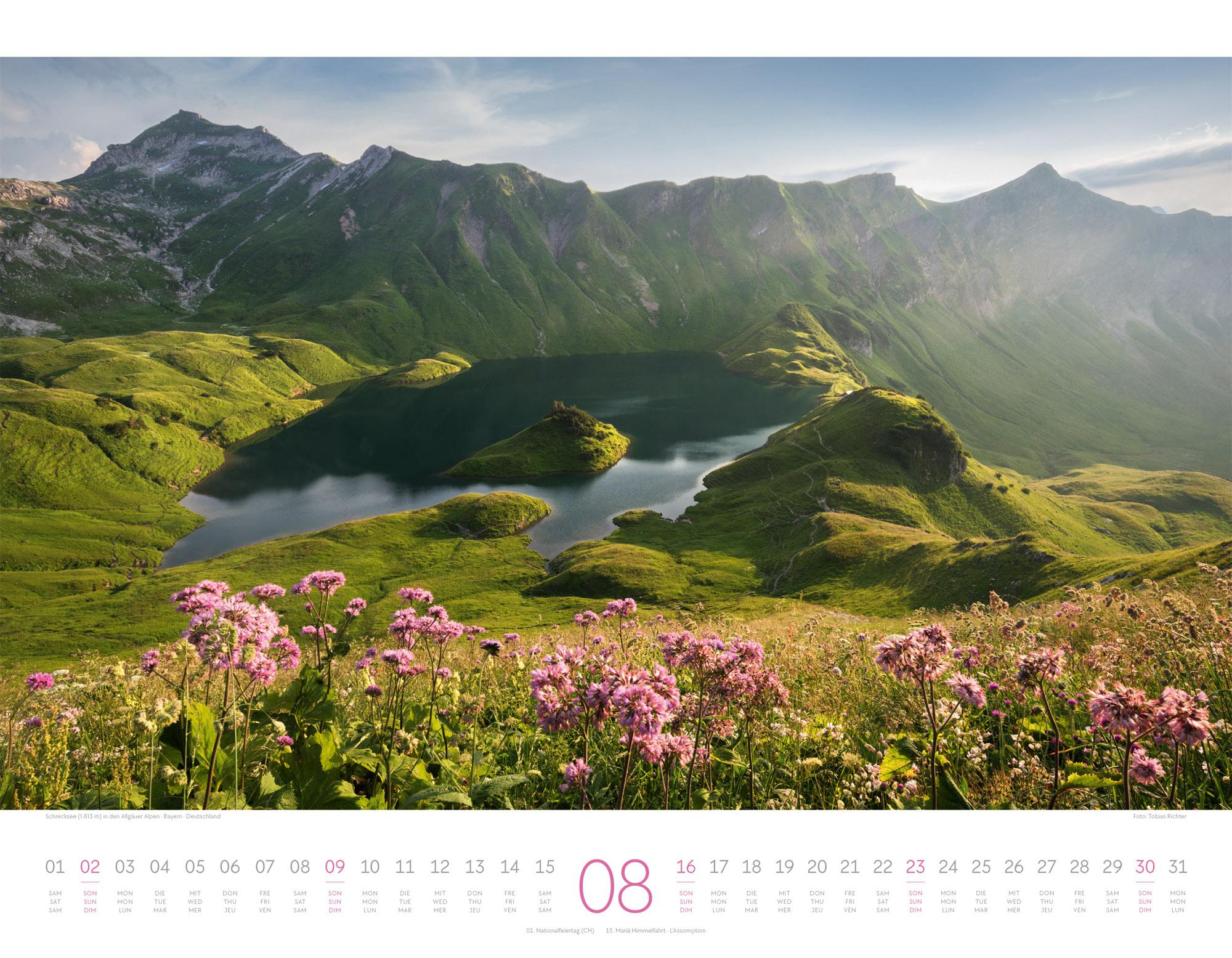 Beispielinhalt (Bild) Naturparadies Alpen Kalender 2026