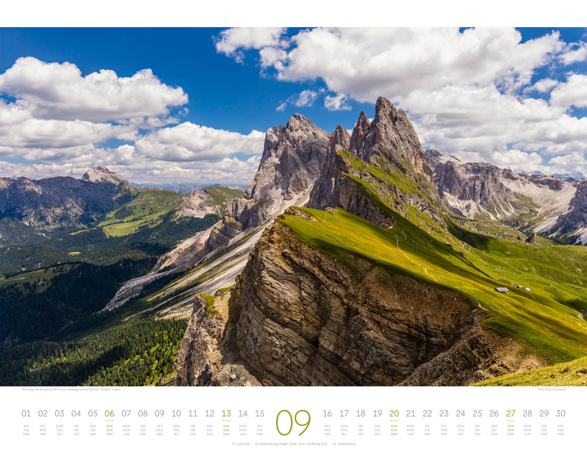 Beispielinhalt (Bild) Naturparadies Alpen Kalender 2026