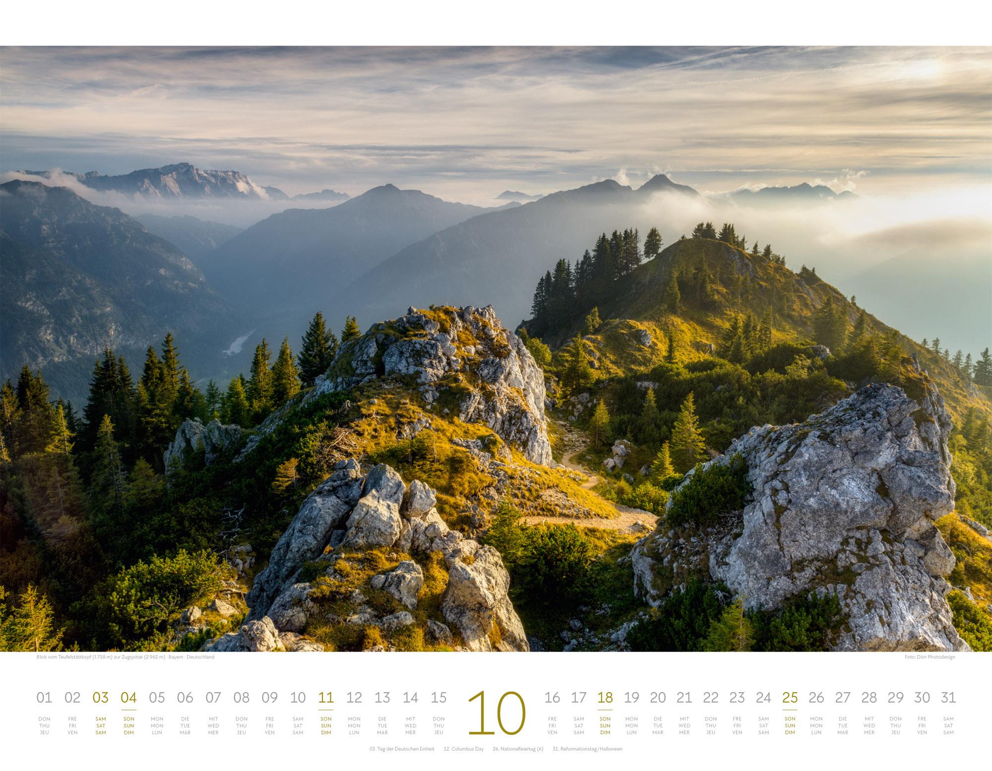 Beispielinhalt (Bild) Naturparadies Alpen Kalender 2026