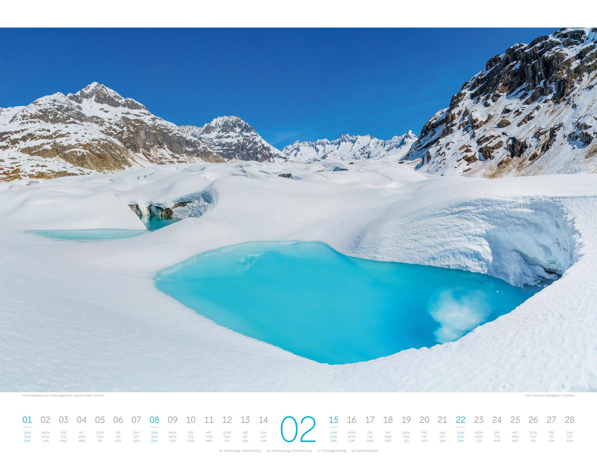 Beispielinhalt (Bild) Naturparadies Alpen Kalender 2026