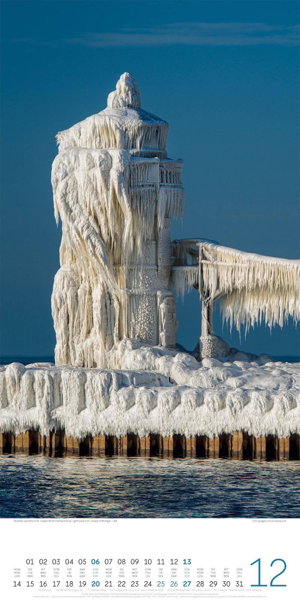 Beispielinhalt (Bild) Leuchttürme Kalender 2026